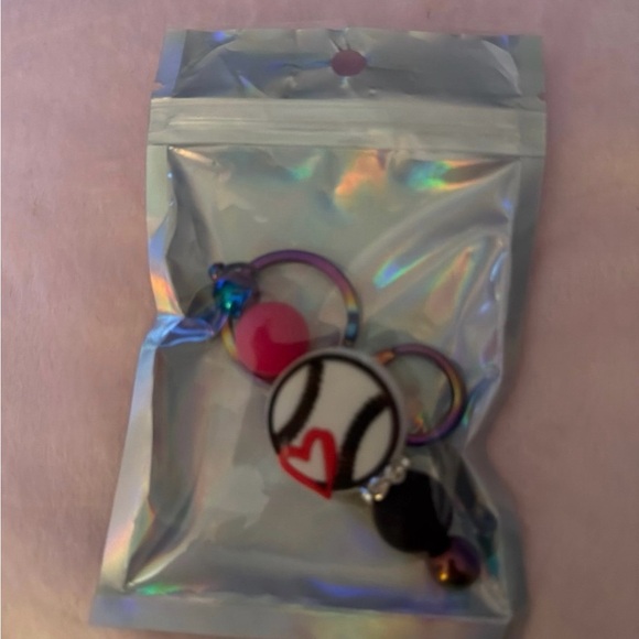 Multicolor Baseball Charm Keychain - Picture 3 of 3